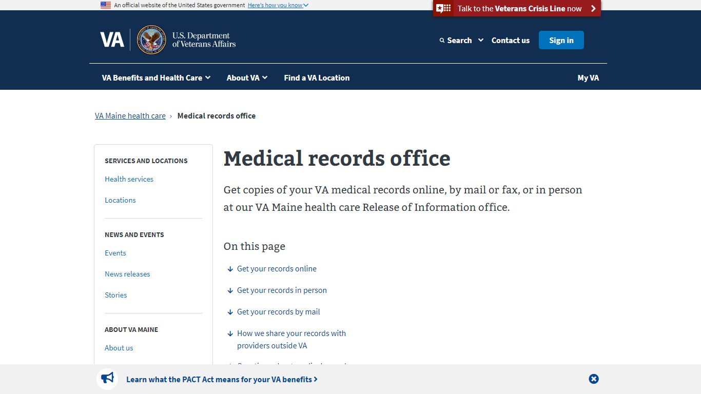 Medical Records Office | VA Maine Health Care | Veterans Affairs